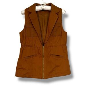 Peach Love California Brown Vest Anorak Safari Utility Cargo Outerwear Sz M